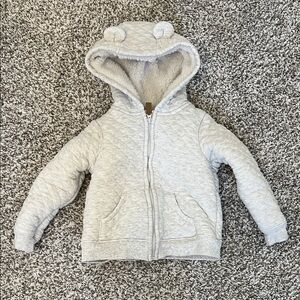 Carter's Light Gray Quilted Hooded Jacket with Sherpa Lining